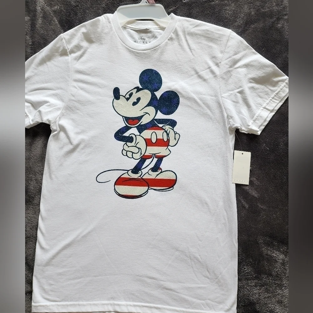 New classic Disney Mickey Mouse patriotic American short sleeve top 100% cotton